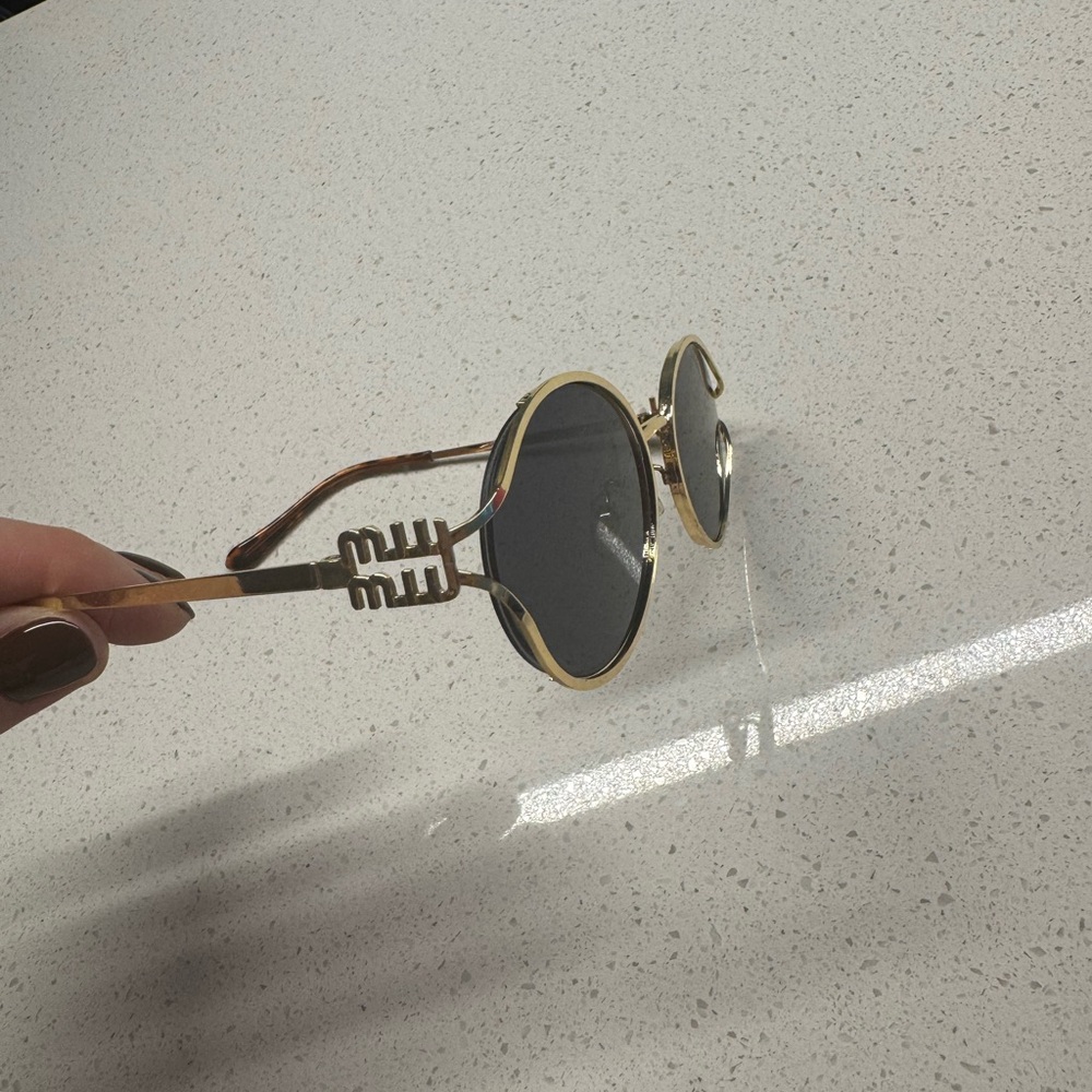 Gold and Black Round Sunglasses Never Worn